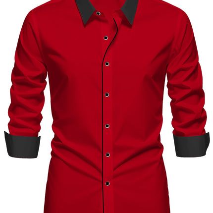 FGKKS Men Tuxedo Shirt Brand New Western Luxury Long Sleeve Smart Casual Micro Elastic Wrinkle-free Male Business Dress Shirts