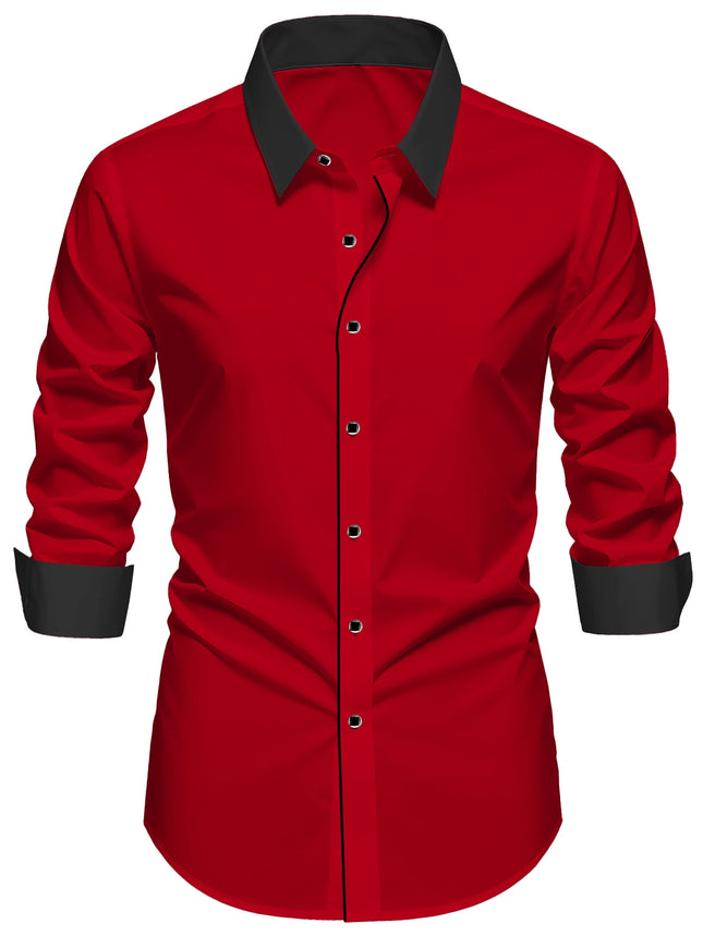 FGKKS Men Tuxedo Shirt Brand New Western Luxury Long Sleeve Smart Casual Micro Elastic Wrinkle-free Male Business Dress Shirts