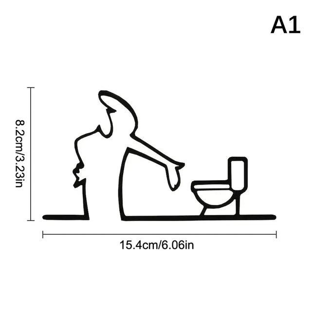 La Linea Minimalist Line Art Car Sticker, Cartoon Character Design Bumper/Window/Door Wall Decal, Home & Car Decoration