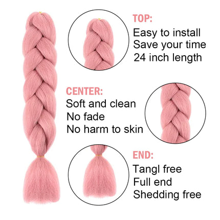 24 inch 100 gram 1 piece per package synthetic braid high quality synthetic braiding crocheting hair