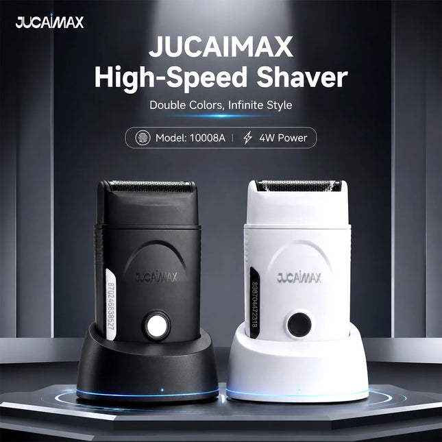 JUCAI 10008A Men Electric Shaver Beard Trimmer for Men Mini Body Cordless with Dock 10000RPM Professional Shaver for Barbershop