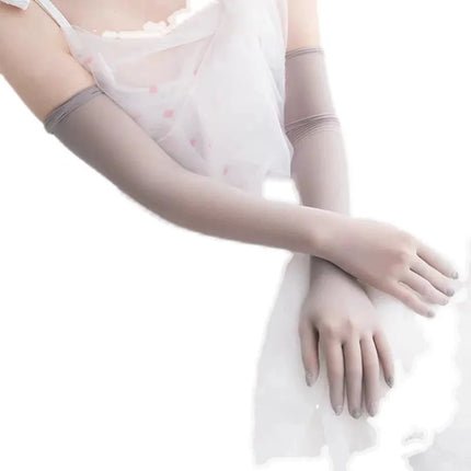Sexy Lace Thin Transparent Hollow Breathable Long Gloves Seamless High Elasticity Solid Women Man White Black Stocking Gloves
