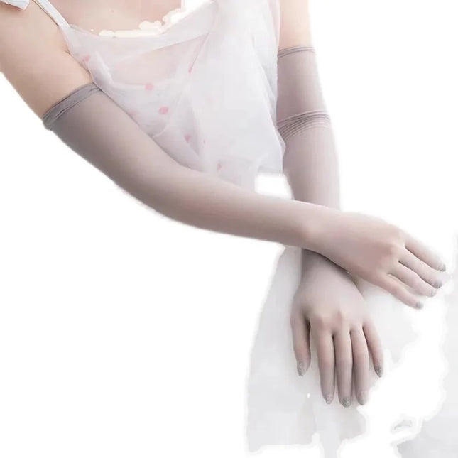 Sexy Lace Thin Transparent Hollow Breathable Long Gloves Seamless High Elasticity Solid Women Man White Black Stocking Gloves