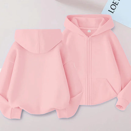 Kids Fashion Zipper Style Clothing Boys and Girls Hoodies Spring and Autumn Casual Sports Shirts 2-12-Year-Old Blue Pink Jacket