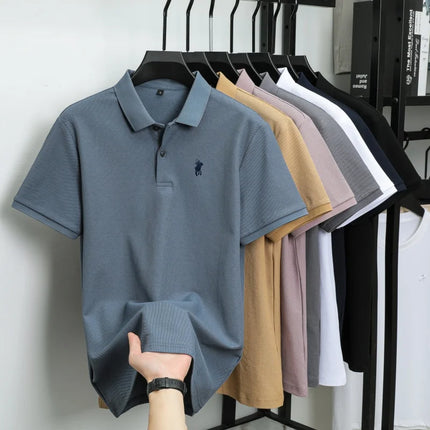 100% pure cotton fashion luxury brand pony embroidered comfortable POLO shirt for summer men's new striped exquisite short sleeve