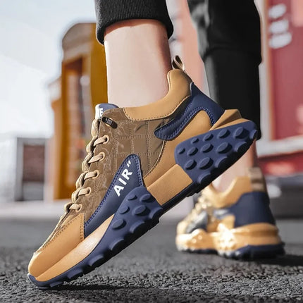 Men's Spring New Sport Shoes Casual Classic Trendy Thick Bottom Leisure Shoes Breathable Microfiber Upgraded Spring Autumn