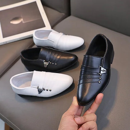Spring Autumn Boy Leather Shoe Fashion Causal Children's Slip-on Loafers Versatile Kids Formal Students Performance Black Shoes