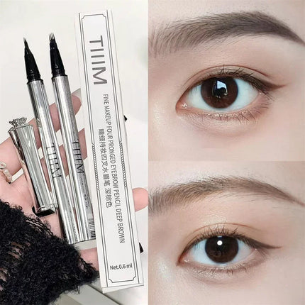 Waterproof Wild Eyebrow Pen 2/4 Separated Head Natural Brow Makeup Quick-Drying Creation of Ultra-Fine Lasting Liquid Eyebrow