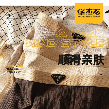 3PCS/Pack Cotton Hygroscopic Breathable Underpants Men Comfortable Mesh Crotch Panties Soft Solid Striped Men's Boxer Underwear