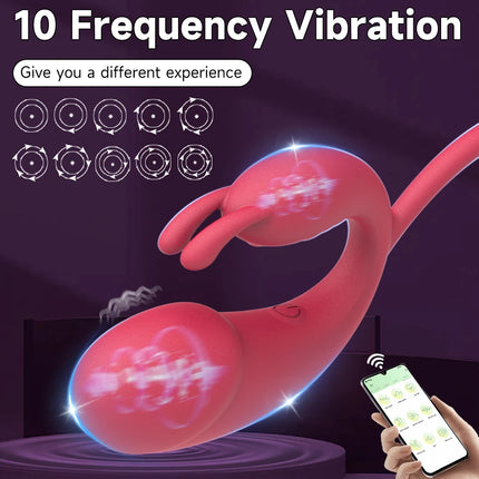 G Spot Rabbit Vibrator App Remote Control Clitoris G-spot Stimulation Dildo Vibrators 10 Vibrations Dual Motor Sex Toy for Women