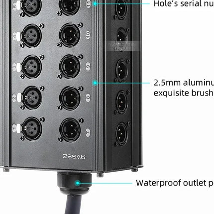 Multi-channel Al alloy Cable Blank Cable Box 16/24/32 Channels for Stage Mobile Audio XLR Male Female Audio Signal Cablebox hole