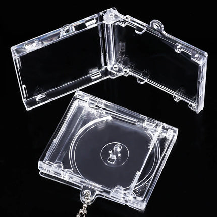 1/50pcs Clear Peripheral Commemorative Album Blank Mini CD Case Pendant For DIY Keychains Backpack Hanging Decoration Keyrings