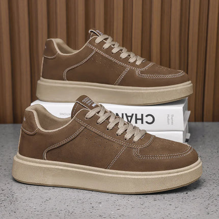 2025 Autumn Men's Thick-Sole Breathable Sports Casual Sneakers - White Trainers with Height-Enhancing Design for Students.