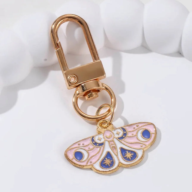 Colourful Flying Insect Butterfly Moth Enamel Keychain Lovely Animals Key Ring For Friends Entomologist Good Handmade Gift
