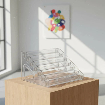 Clear Staircase Display Shelf Multi Use Tiered Figurine Display Rack Slanted Acrylic Organizer Easy to View Retail Fixture