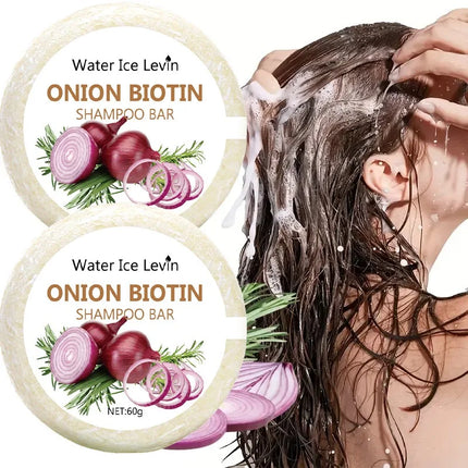 Onion and Biotin Shampoo Soap - 60g, Suitable for All Hair Types, Moisturizing and Smoothing, Rich in Rosemary Extract