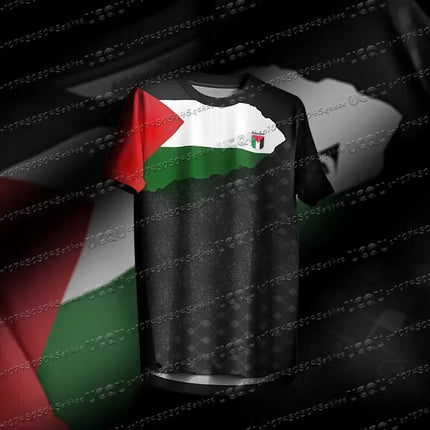 Palestine Football Jersey Summer Sports Short Sleeve Flag 3D Print Tee Summer Men'S Outdoor Fitness Training T-shirt Sport Top
