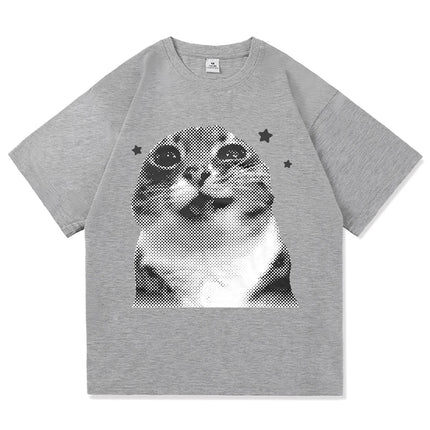 Camiseta Y2K con un divertido patrón de gato no creo que sea una camiseta de khmer para mujeres