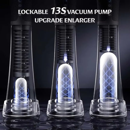 Electric Penis Pump Male Masturbators APP Control Automatic vacuum Suction with 2 Replaceable Sleeves 6 Penis Ring Adult Sex Toy