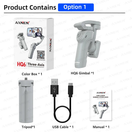 AXNEN Smart 3-Axis Handheld Gimbal Stabilizer for Smartphone with Fill Light for iPhone Android Face Tracking Tiktok Vlog Kit