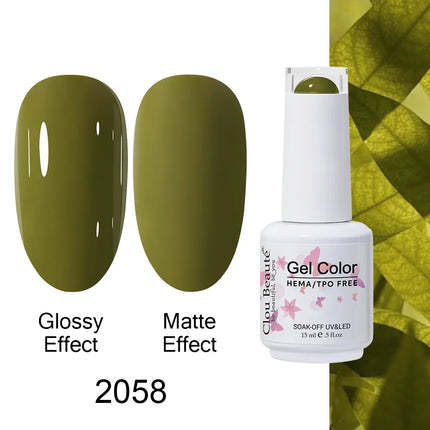 Clou Beaute 15ml HEMA TPO FREE Color Gel Nail Polish Nude Pink Red Green Collection Nail Gel Polish Glitter Soak Off UV LED Gel
