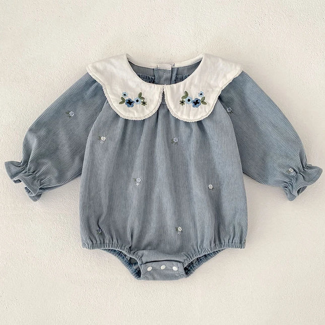 2025 New Toddler Baby Girls Romper Spring Children Clothes Ruffled Long Sleeved Cotton Baby Clothing Flower Baby Girls Jumpsuit