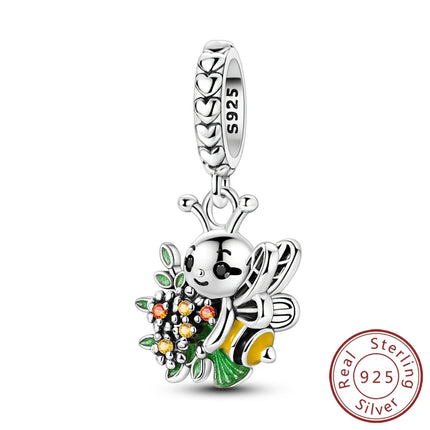 Spring Charms Beads Pendant 925 Sterling Silver Flower Butterfly Dragonfly Mushroom Charms Fit Bracelet Woman Man DIY Jewelry