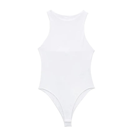 Women Fashion With Halter Neck Skinny Bodysuit Sexy Sleeveless Snap-button Female Playsuits Mujer