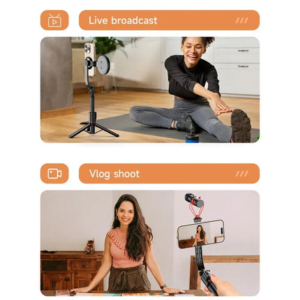 Magnetic Extendable Selfie Stick Tripod Holder Stand with Bluetooth Wireless Remote for Magsafe IPhone Android Portable Mount