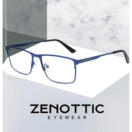 ZENOTTIC Alloy Square Progressive Prescription Glasses for Men Anti Blue Light/Photochromic Optical Eyeglasses