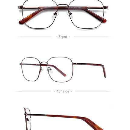 BLUEMOKY Metal Square Prescription Glasses, Men's and Women's optical lenses with prescription, multifocal myopia, blue light glasses