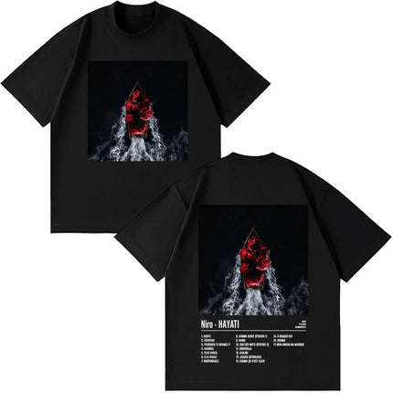 Rapper Niro OX7 Album T-shirt Men Women Clothes Hip Hop Fashion Pop Music T-shirts Male Casual Cotton Vintage T Shirt Streetwear