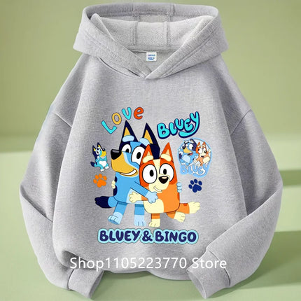 Kids Bluey Hooded Sweatshirt Fall Winter Warm Soft Pullover Comfortable Playwear for Boys Girls