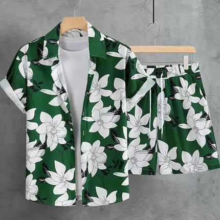 2025 Simple All-in-one Men's Shirt Set Coconut Tree Print 3D Printed Shirt And Shorts Set Summer Casual Vacation Hawaiian Shirt