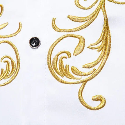 Retro Court Style Embroidered Long Sleeve Shirt Men's Collared Shirt Spring 2025 New Arrival Casual British Style Clothing