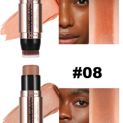Double-head Face Bronzer Contour Stick Cream Makeup Light Dark Shadow Lasting Concealer Facial Brighten Contouring With Brush