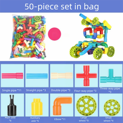 New DIY Water Pipe Building Blocks Assembly Design Plastic Construction Splicing Pipes Montessori Building Blocks Children