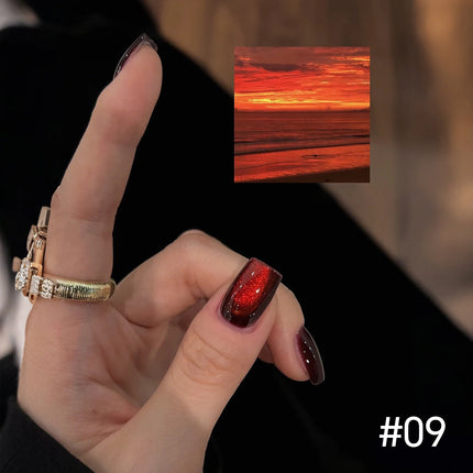 MIANEL 10ML Fiery Sunset Glass Beads Cat Eye Gel Nail Polish Winter Hot style Cat Magnetic Gel Nail Salon Black Nails 1-10pcs