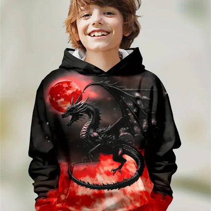 Child Sweatshirt Boys' Fashion Motocross Racing 3D Printed Casual Hoodie Long Sleeve Polyester Sport Tops Pullover Kids Clothes