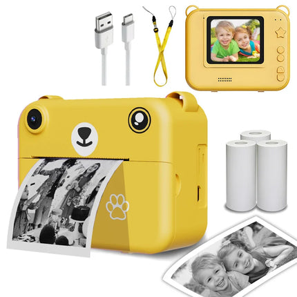 Kids Instant Print Camera with 3 Rolls Thermal Paper USB Charging | Dual Lens | 1500 mAh Lithium Battery, Holiday Birthday Gift