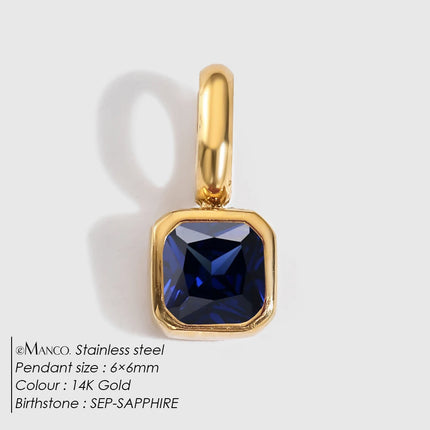 eManco 14K Gold Plated Octagon Metal Charms Stainless Steel Birthstone Pendant  for DIY Necklace Bracelet Jewelry