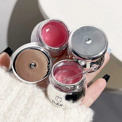 Peach Little Silver Jar Lip Balm Moisturizing Lip Care Jelly Lip Oil Hydrating Lip Primer Lip Gloss