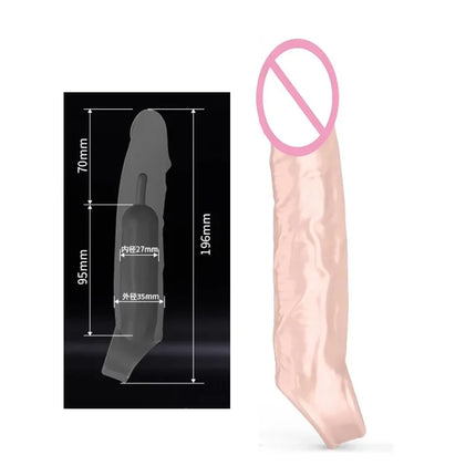 S/M/L Penis Enlargement Sleeve Reusable Condom Dick Extender Sleeve Delayed Ejaculation Sex Toys for Men Couples Sex Shop
