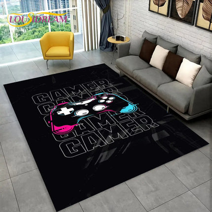 3D Cartoon Game Gamer Gamepad Large Area Rug, Carpet Rug for Living Room Kids Bedroom Sofa Doormat Decor, Child Non-slip Floor Mat