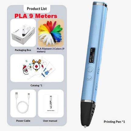 3D Printing Pen Competition Level OLED Display Professional 3D Print Pen With PLA Filament 3D Doodling Making Detachable Design