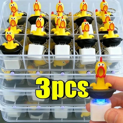 Funny Screaming Chicken Keychain Sound Light Press Button Stress Relief Fidget Toy Cute Bag Pendant Novelty Gift