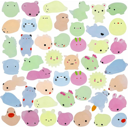 12/36PCS for Kids Kawaii Animals Squishies Mochi Squishy Toys Glow in The Dark Party Favors Stress Relief Squishy