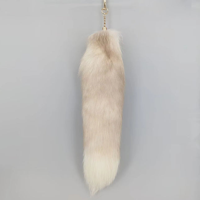 natural fox fur tail keychain furry 2024 chic y2k  beautiful accessory length 40 cm Car Keychains For Women