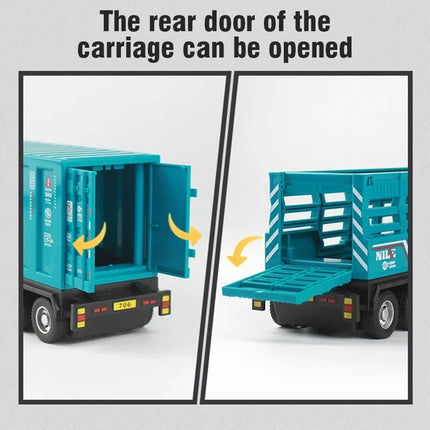 Container Truck Model Diecast Inertial Container Toy Truck Boy Fence Truck Sanitation Truck Semi Trailer Transportation Truck