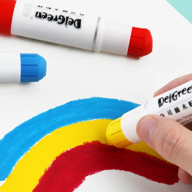 Solid Gouache Stick Basic/Macaron Pastels Crayons Painting Kids Drawing Art Supplies Non-Toxic Wax Crayon DELGREEN